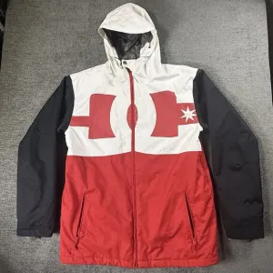 DC Shoes Men's Jacket XL Erkek Billboard 10K Waterproof Red White Hood Coat Y2K