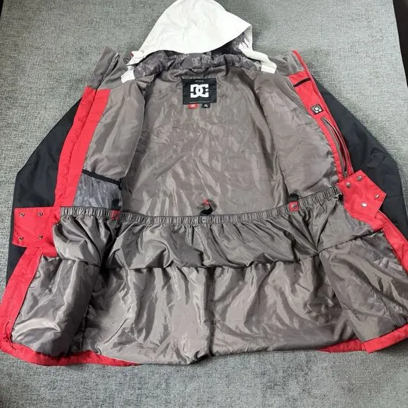 DC Shoes Men's Jacket XL Erkek Billboard 10K Waterproof Red White Hood Coat Y2K