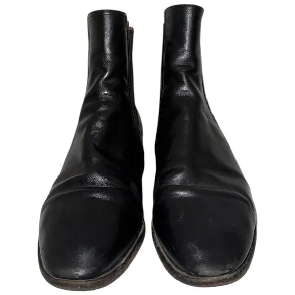 DEAR FRANCES Gem Chelsea Boots 38 US 8 Smooth Black Leather Gored Ankle Low Heel