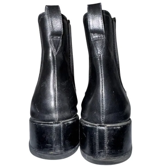 DEAR FRANCES Gem Chelsea Boots 38 US 8 Smooth Black Leather Gored Ankle Low Heel