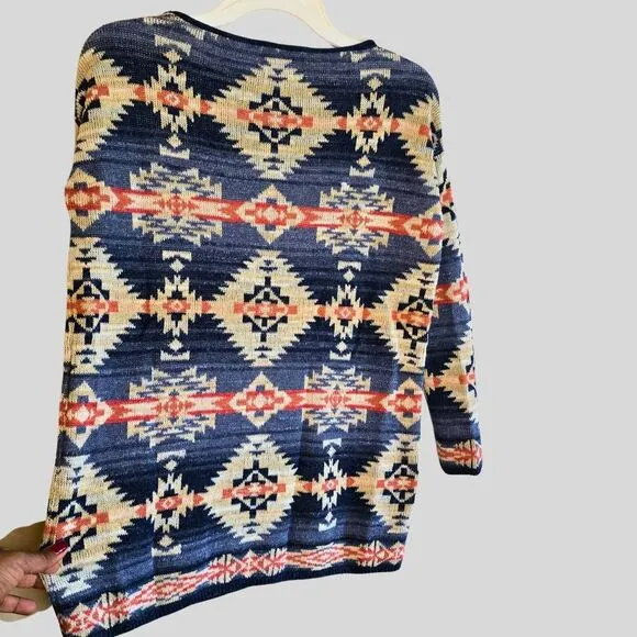 Denim &amp; Supply Ralph Lauren Aztec Knit Cotton Sweater Women's Sz Small Southwest