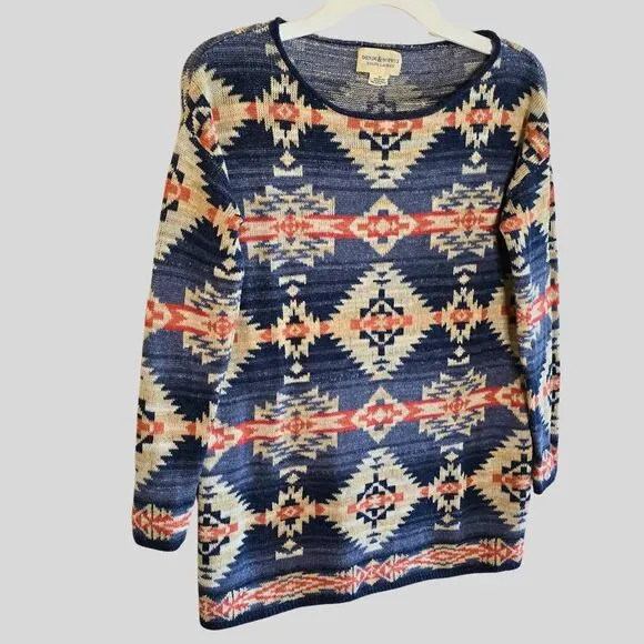 Denim &amp; Supply Ralph Lauren Aztec Knit Cotton Sweater Women's Sz Small Southwest