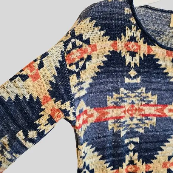 Denim &amp; Supply Ralph Lauren Aztec Knit Cotton Sweater Women's Sz Small Southwest