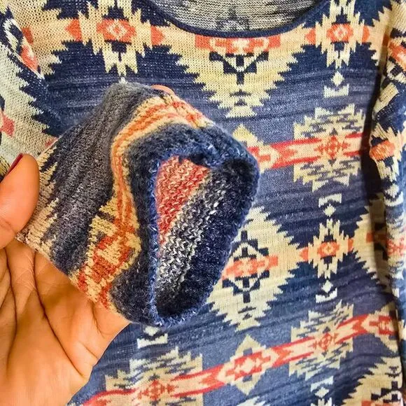 Denim &amp; Supply Ralph Lauren Aztec Knit Cotton Sweater Women's Sz Small Southwest
