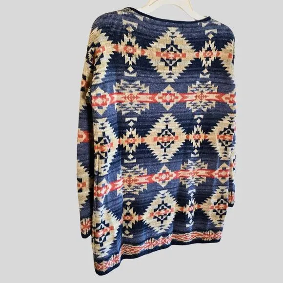 Denim &amp; Supply Ralph Lauren Aztec Knit Cotton Sweater Women's Sz Small Southwest