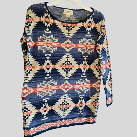 Denim &amp; Supply Ralph Lauren Aztec Knit Cotton Sweater Women's Sz Small Southwest