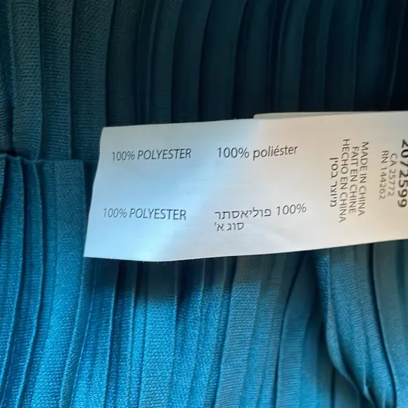 Dex Plus Torey Allover Pleated V-Neck Long Sleeve Knee Length Teal Dress 14 -‎ X