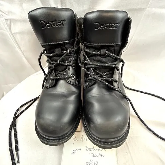 Dexter Work Boots Size 9.5W Black Steel Toe lace up Ankle