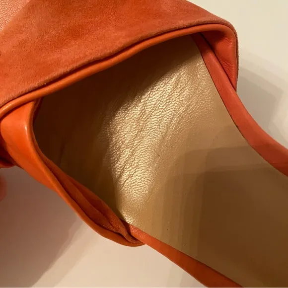 DIANE VON FURSTENBERG SANDALS BLOCK HEELS PEACH CORAL SUEDE LEATHER SIZE 8 SHOES