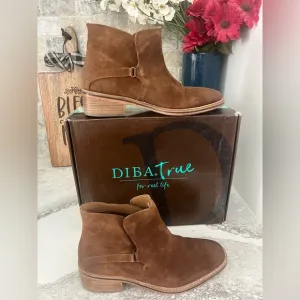 Diba True Caspian Women’s Booties Brown Sable Suede Leather NIB