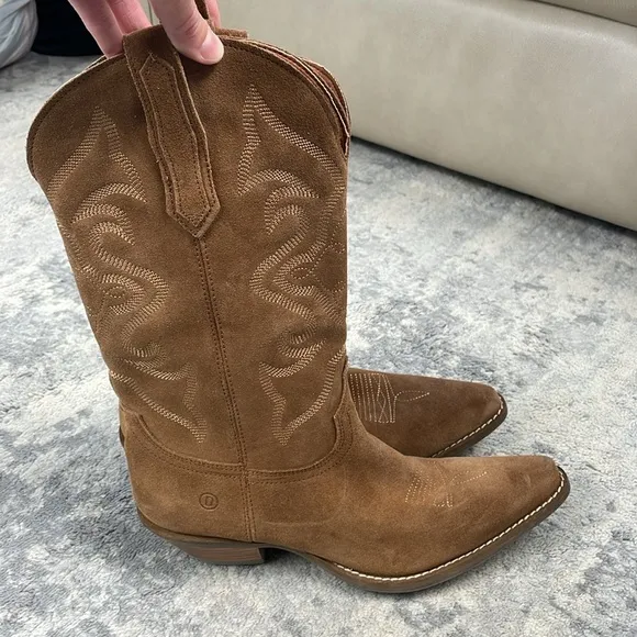 Dingo Out West Boots Camel Brown Suede Cowboy Western Sz 10