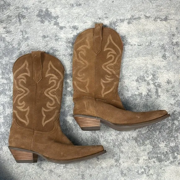 Dingo Out West Boots Camel Brown Suede Cowboy Western Sz 10