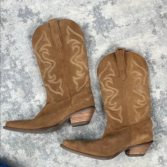 Dingo Out West Boots Camel Brown Suede Cowboy Western Sz 10