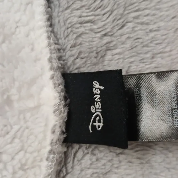 DISNEY Cozy Gray Hooded Fleece Pullover Lounger Gray/White Size S NWOT