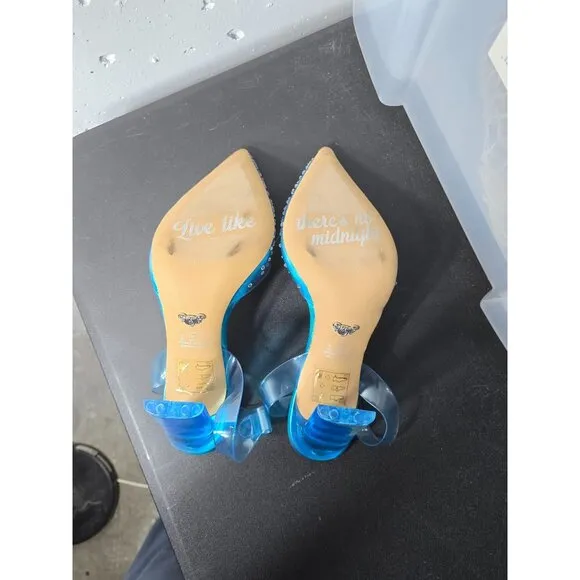 Disney X Aldo Cinderella Glass Slipper Style Clear Blue Heels Size 8.5 Wedding