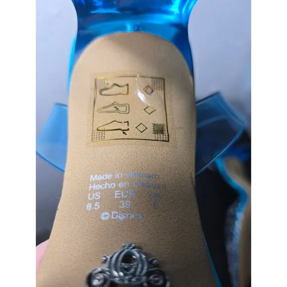 Disney X Aldo Cinderella Glass Slipper Style Clear Blue Heels Size 8.5 Wedding