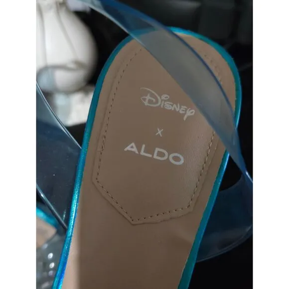 Disney X Aldo Cinderella Glass Slipper Style Clear Blue Heels Size 8.5 Wedding