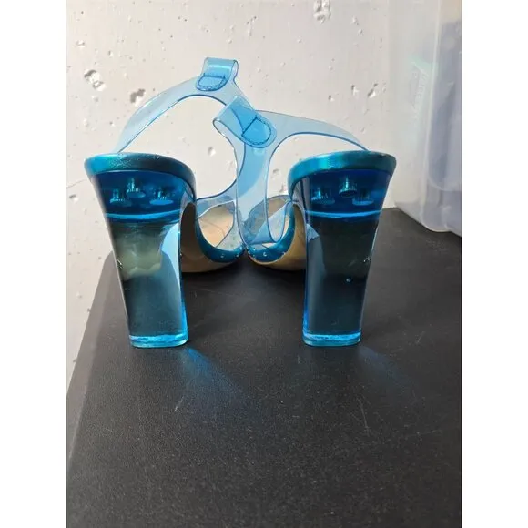 Disney X Aldo Cinderella Glass Slipper Style Clear Blue Heels Size 8.5 Wedding