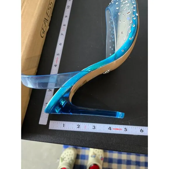 Disney X Aldo Cinderella Glass Slipper Style Clear Blue Heels Size 8.5 Wedding