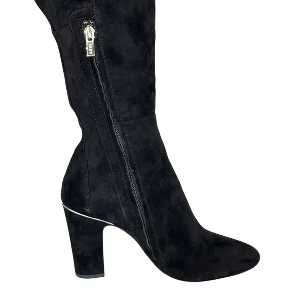 DKNY Sloane Black Suede Leather OTK Womens Boots Size 9.5M