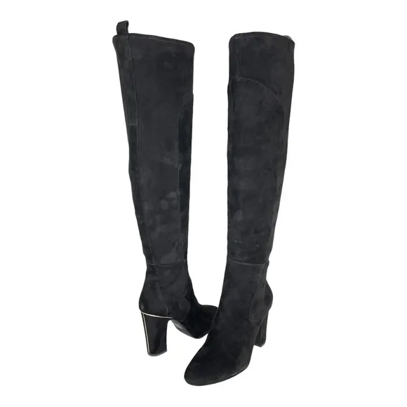 DKNY Sloane Black Suede Leather OTK Womens Boots Size 9.5M