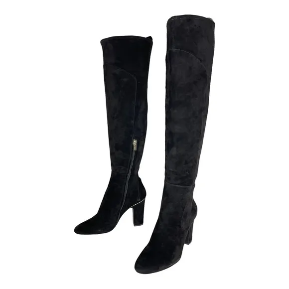 DKNY Sloane Black Suede Leather OTK Womens Boots Size 9.5M