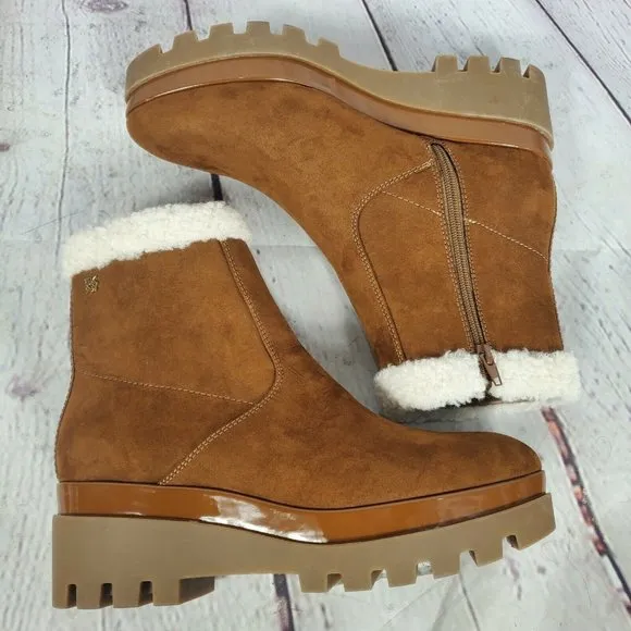 DKNY Women's Size 11 Brown Faux Fur Suede Leather Boots