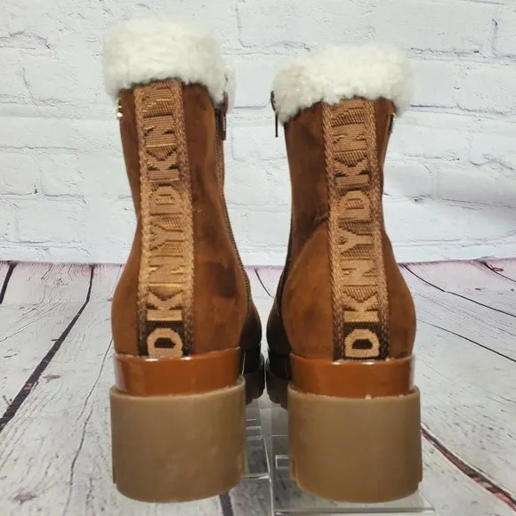 DKNY Women's Size 11 Brown Faux Fur Suede Leather Boots