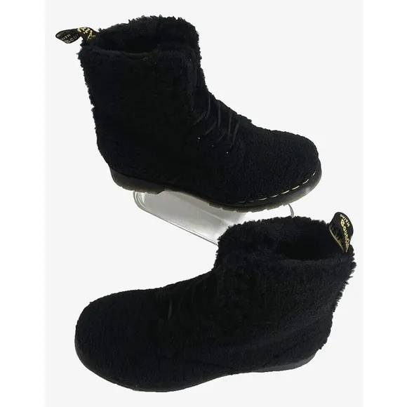 Doc Dr. Martens Women's Faux Fur Shearling Boots Black Size 10 Pascal New WO Box