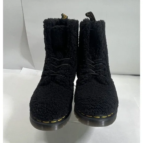 Doc Dr. Martens Women's Faux Fur Shearling Boots Black Size 10 Pascal New WO Box