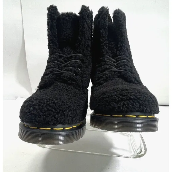 Doc Dr. Martens Women's Faux Fur Shearling Boots Black Size 10 Pascal New WO Box