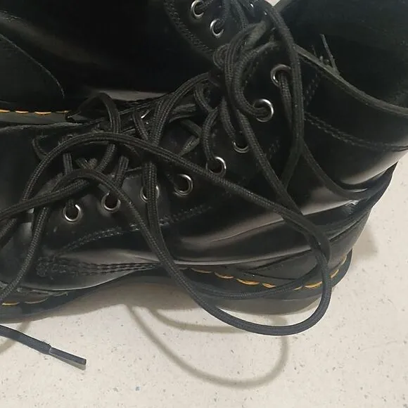 Doc Martens black leather boots Women's 9 men's grunge goth punk long laces