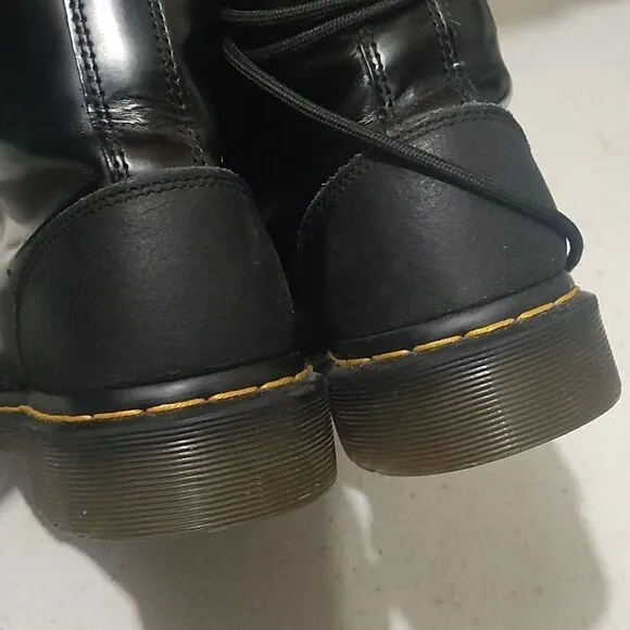 Doc Martens black leather boots Women's 9 men's grunge goth punk long laces