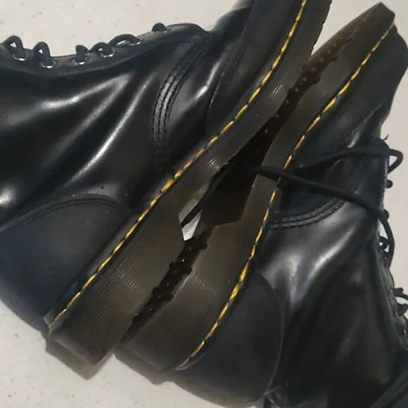 Doc Martens black leather boots Women's 9 men's grunge goth punk long laces