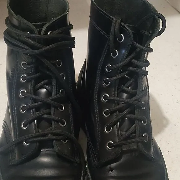 Doc Martens black leather boots Women's 9 men's grunge goth punk long laces