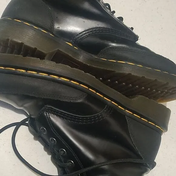 Doc Martens black leather boots Women's 9 men's grunge goth punk long laces