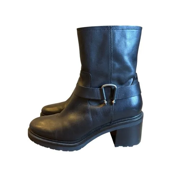 Dolce Vita Camros Women's Boots Size 11 Black Leather Moto Combat Lug Sole‎