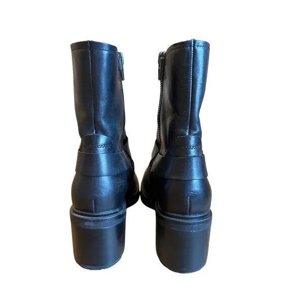 Dolce Vita Camros Women's Boots Size 11 Black Leather Moto Combat Lug Sole‎