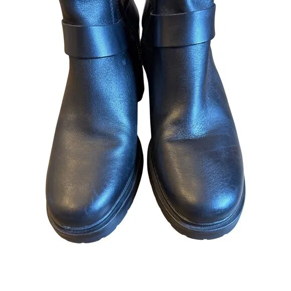 Dolce Vita Camros Women's Boots Size 11 Black Leather Moto Combat Lug Sole‎