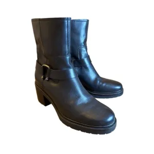 Dolce Vita Camros Women's Boots Size 11 Black Leather Moto Combat Lug Sole‎