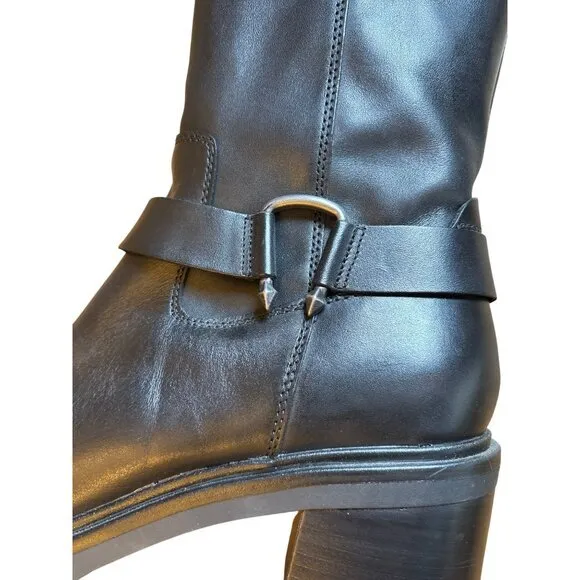 Dolce Vita Camros Women's Boots Size 11 Black Leather Moto Combat Lug Sole‎