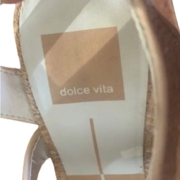 Dolce Vita Eva raffia gladiator 3.5” block heel shoes SZ 6