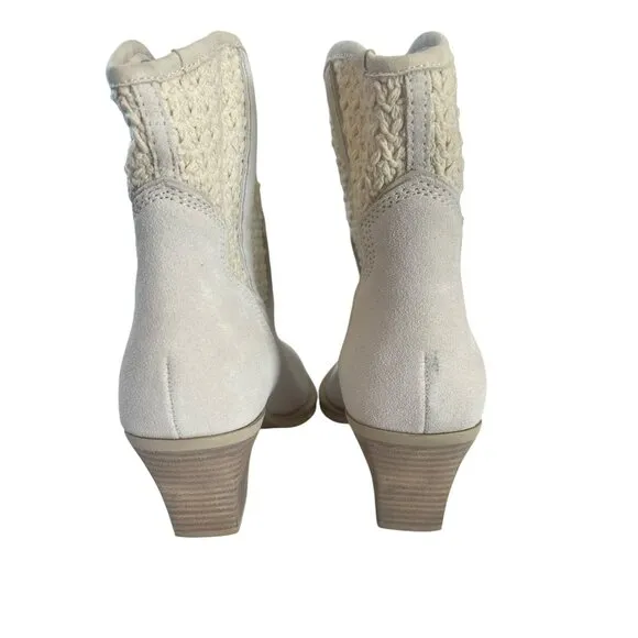 Dolce Vita Ivory Crochet Suede Size 7 Cowboy Boots NEW