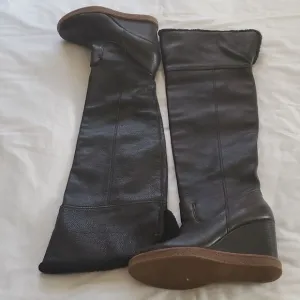 DOLCE Vita pebble leather over the knee wedge boots