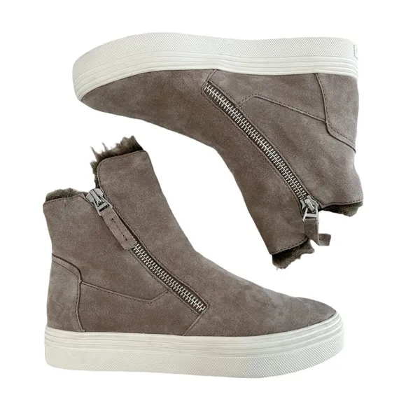 Dolce Vita Tulli Faux Fur Lined Taupe Suede Sneaker Boots Size 8.5