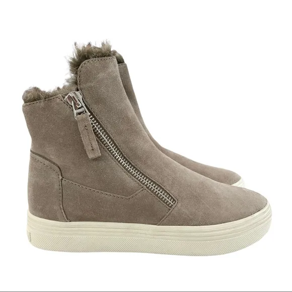 Dolce Vita Tulli Faux Fur Lined Taupe Suede Sneaker Boots Size 8.5