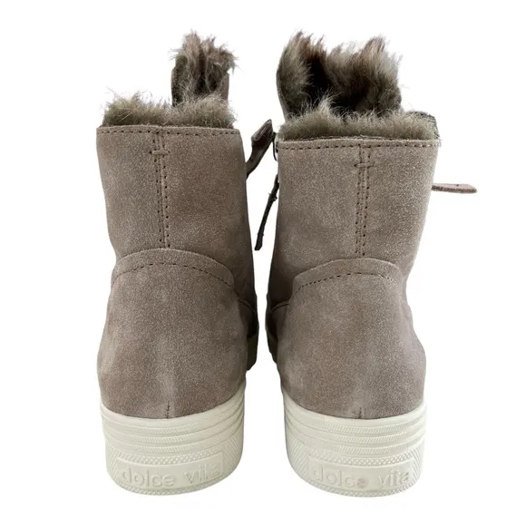 Dolce Vita Tulli Faux Fur Lined Taupe Suede Sneaker Boots Size 8.5