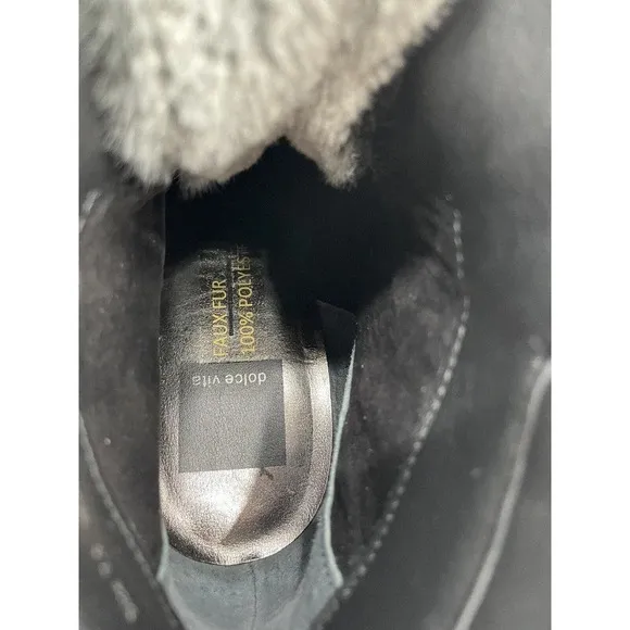 Dolce Vita Women's Wedge Boots Gray Gibbs Faux Fur Size 7.5 Lace up