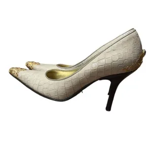 Donald J Pliner Champagne Gator Metallic Pointy Heels Size 6 M