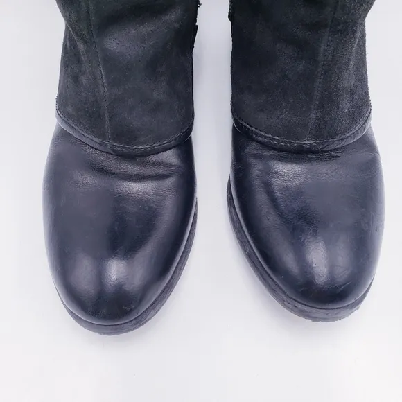 Donald J Pliner DEVI Reverse Calf Leather Boots Black Knee High Size 7.5